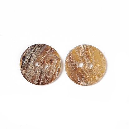 Mother of Pearl Buttons, Akoya Shell Button, Flat Round, Mixed Color, 15x1mm, Hole: 1.5mm