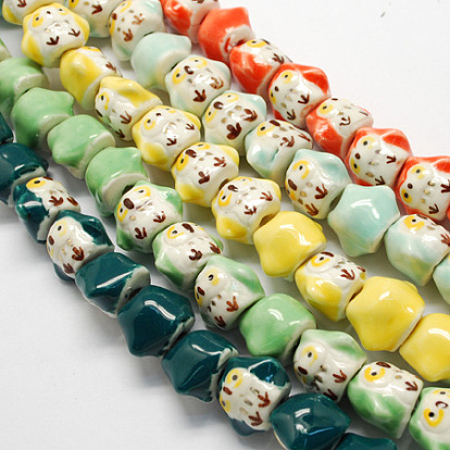 Фарфоровые бусины ручной работы, пастельный фарфор, сова, 13x18x13 мм, отверстие : 3 мм