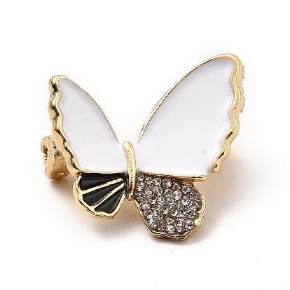 Butterfly Enamel Pin with Rhinestone, Golden Alloy Brooch for Backpack Clothes, Cadmium Free & Lead Free