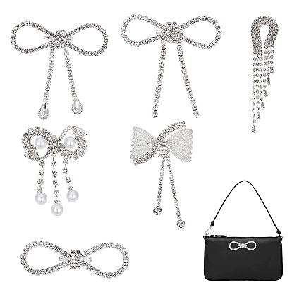 6 шт. 6 стили броши из сплава со стразами для рюкзака и одежды, платина