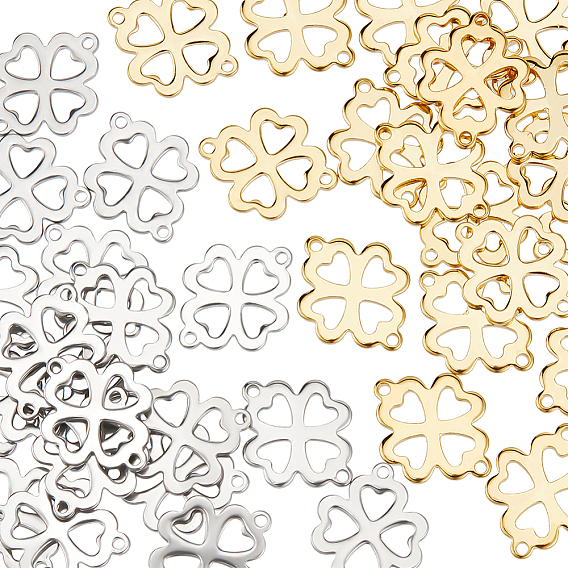 40шт 2 цвета 201 подвески из нержавеющей стали, клевер ссылки