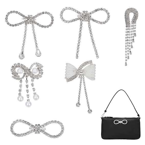 6 шт. 6 стили броши из сплава со стразами для рюкзака и одежды, платина