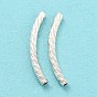 925 Sterling Silver Tube Beads, Diamond Cut, Curved Tube