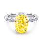 High Carbon Diamond Oval Natural Gemstone Yellow Sapphire Ring for Women