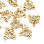 SHEGRACE Brass Clear Cubic Zirconia Charms, Crab Charms, Cadmium Free & Lead Free & Nickel Free