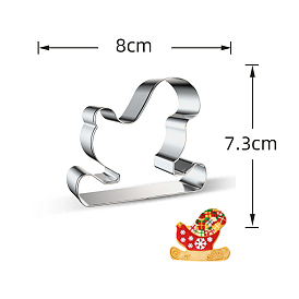 Christmas Sled 430 Stainless Steel Cookie Cutters, Cookies Moulds, DIY Biscuit Baking Tool