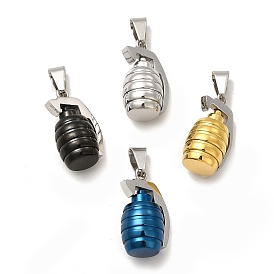 Ion Plating(IP) 304 Stainless Steel Pendants, Grenade Charms