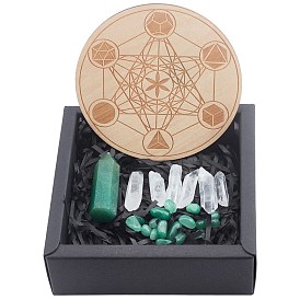 Kit débutant chakra, pierres précieuses de méditation pierres de guérison, avec plaque en bois naturel, cadeaux spirituels pour les femmes