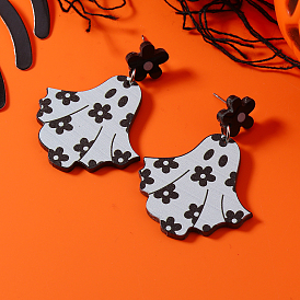 Ghostly Flower Halloween Stud Earrings, Acrylic Jewelry Floral Personalized Accessories