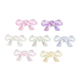 Transparent Plastic Beads, Bowknot, AB Color Plated