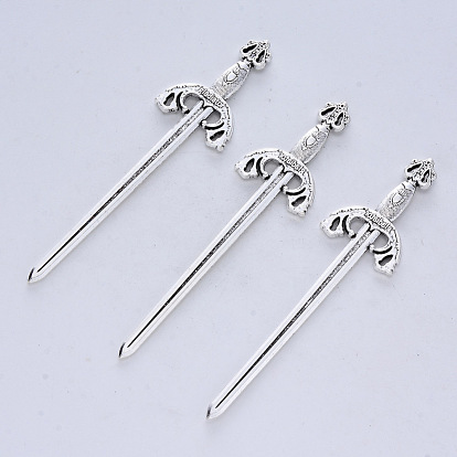 Tibetan Style Alloy Cabochons, Swords, for Crafting, Jewelry Making
