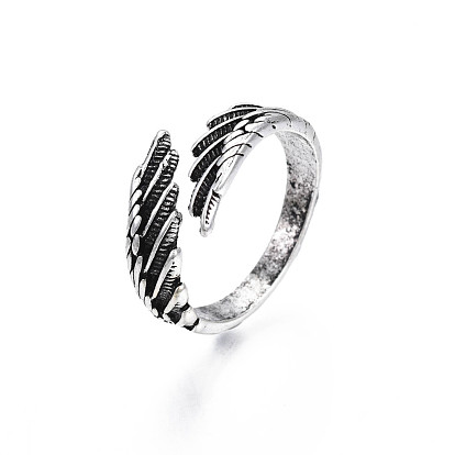Double Wing Alloy Open Cuff Ring for Men Women, Cadmium Free & Lead Free