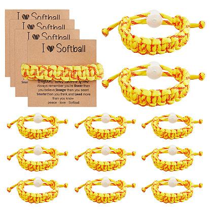 Плетеные браслеты из полиэфирного шнура для женщин, с застежками из смолы и картоном