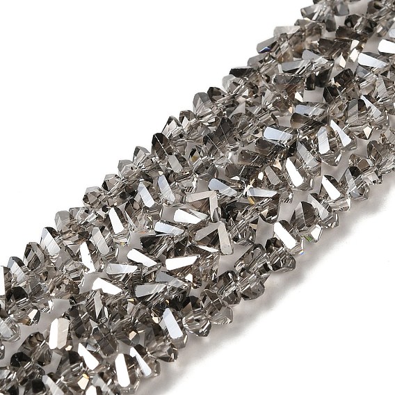 Прозрачные стеклянные бусины, граненые, гальваническое покрытие, треугольные