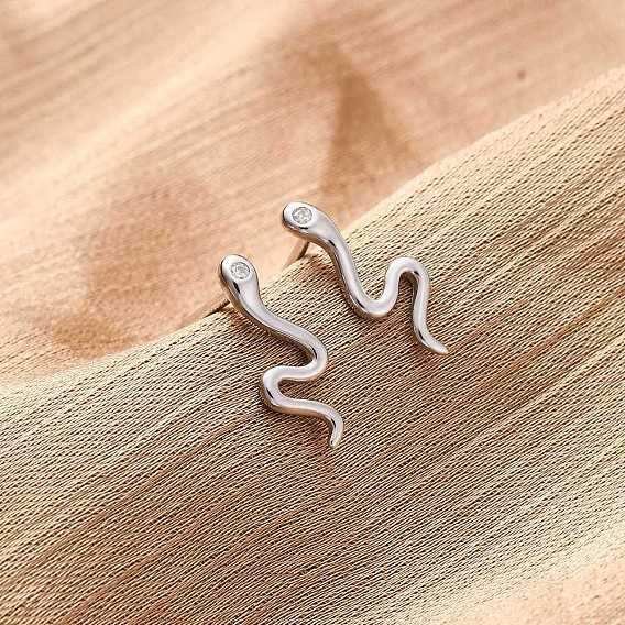 925 серьги-гвоздики из стерлингового серебра с прозрачным кубическим цирконием, змея