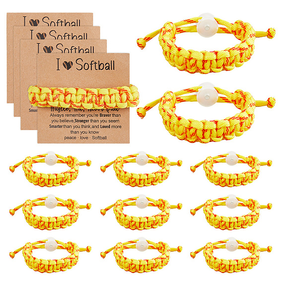 Плетеные браслеты из полиэфирного шнура для женщин, с застежками из смолы и картоном