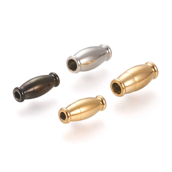 304 Stainless Steel Magnetic Clasps with Glue-in Ends, Oval