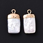 Natural Cultured Freshwater Pearl Pendants, with Brass Findings, Cadmium Free & Lead Free, Rectangle