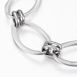 304 Stainless Steel Link Bracelets, with Lobster Claw Clasps, Oval