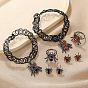 Комплекты из ожерелий, серег и колец с подвесками в виде паука из сплава, страз и пластика на Хэллоуин