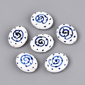 Фарфоровые бусины ручной работы, пастельный фарфор, овал с формой раковины