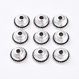 Тибетском стиле сплав шарик крышки, без кадмия и без свинца, 8x4 мм, отверстие : 2 мм