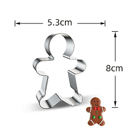DIY 430 Stainless Steel Christmas Gingerbread Man Cutter Candlestick Candle Molds, Fondant Biscuit Cookie Cutting Mould