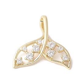 Подвески из латуни с полым резным дизайном в форме рыбьего хвоста, со стразами, настоящее 14k золотое и долговечное покрытие