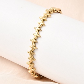 304 женские шарнирные браслеты из нержавеющей стали, цветок, ионное покрытие (ip), долговечный