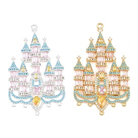 Brass Pave Cubic Zirconia Chandelier Component Links, Castle