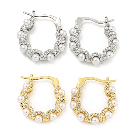 Серьга-кольцо из латуни с микропаве, покрытие стойки, прозрачный кубический цирконий, без кадмия и без свинца, долговечный, серьги-кольца с имитацией жемчуга из АБС-пластика