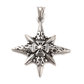 304 Stainless Steel Pendants, Star with Cross Charms