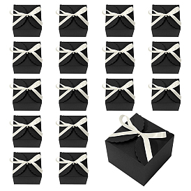 20Pcs Square Folding Paper Gift Boxes, for Presents Candies Cookies Wrapping, with Polyester Ribbon