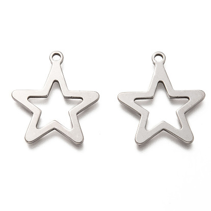 201 Stainless Steel Pendants, Hollow, Star
