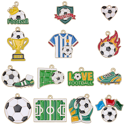 28Pcs 14 Styles Alloy Enamel Pendants, Golden