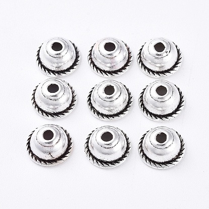 Тибетском стиле сплав шарик крышки, без кадмия и без свинца, 8x4 мм, отверстие : 2 мм