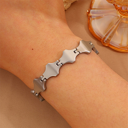 304 Браслеты из нержавеющей стали с геометрическими ромбовидными звеньями для женщин, без потускнения