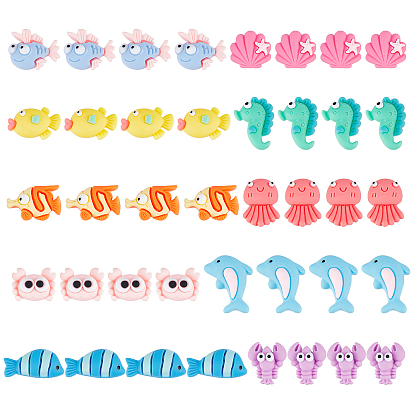 100 шт 10 стили кабошоны из непрозрачной смолы, смешанные формы морских животных