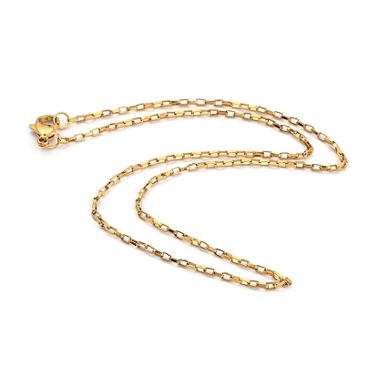 304 Stainless Steel Venetian Chain/Box Chain Necklaces, with Lobster Claw Clasps