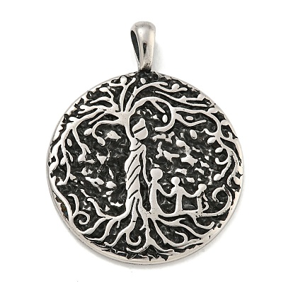 316 хирургические подвески из нержавеющей стали, плоский круглый с подвеской в виде дерева