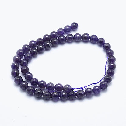 Natural Amethyst Beads Strands, Round, Grade AB
