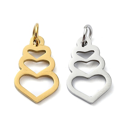 304 colgantes de acero inoxidable, con anillos de salto, Corte con laser, encanto del corazón