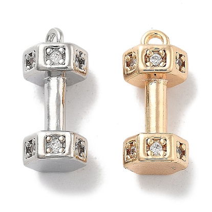 Латунные микропаве прозрачные подвески с фианитом, без кадмия, без никеля и без свинца, гантели