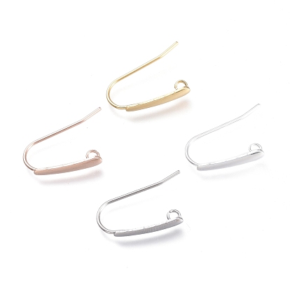 304 Stainless Steel Earring Hooks, with Horizontal Loop, Flat Ear Wire
