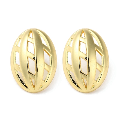 Rack Plating Brass Oval Stud Earring, Long-Lasting Plated, Lead Free & Cadmium Free
