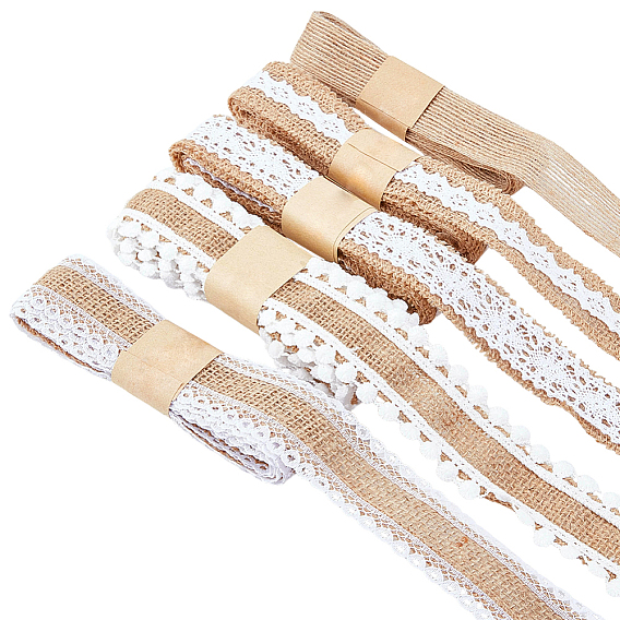 5Roll Burlap Ribbon, Christmas and Wedding Craft Lace Decorations