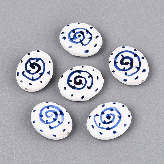 Фарфоровые бусины ручной работы, пастельный фарфор, овал с формой раковины