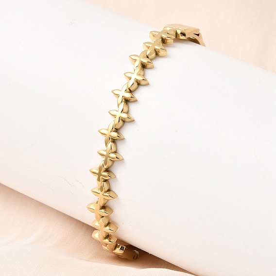 304 женские шарнирные браслеты из нержавеющей стали, цветок, ионное покрытие (ip), долговечный