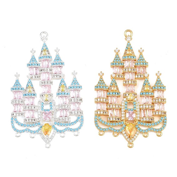 Brass Pave Cubic Zirconia Chandelier Component Links, Castle