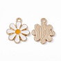 Alloy Enamel Pendants, Light Glod, Chrysanthemum Charm